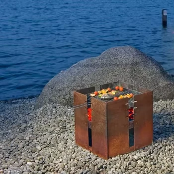 Contemporary Fire Pit And Grill Set